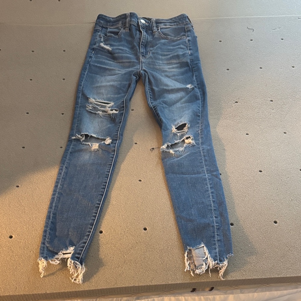 American Eagle Outfitters Ripped Blue Skinny Jeans